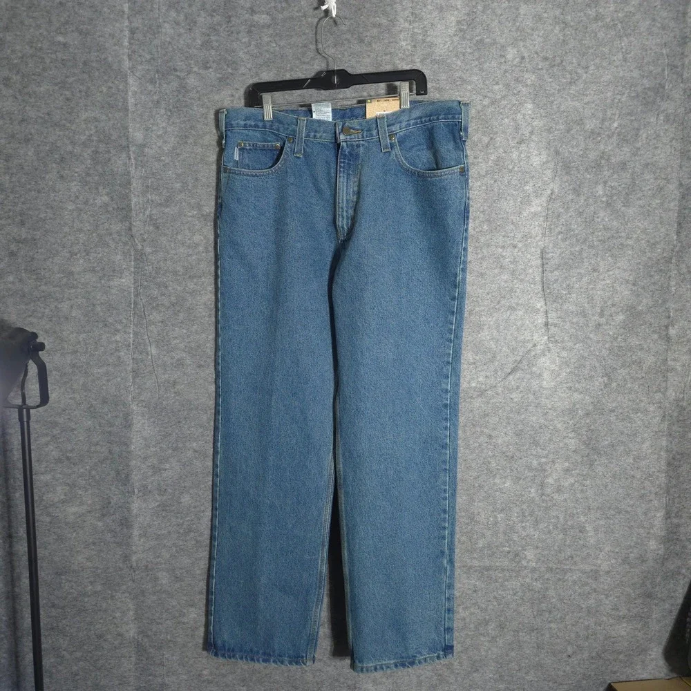 Carhartt B460 LVB Jeans Mens 38x32 Blue Relaxed Fit Straight Leg Workwear Denim